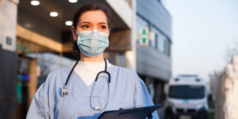 nurse outside hospital