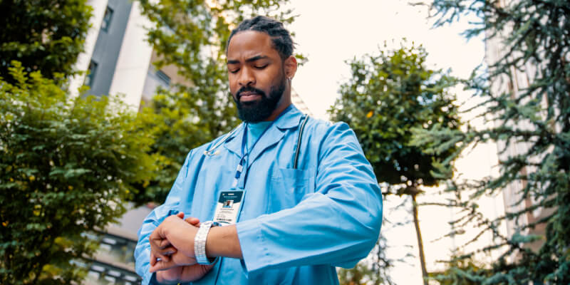 Man checking watch